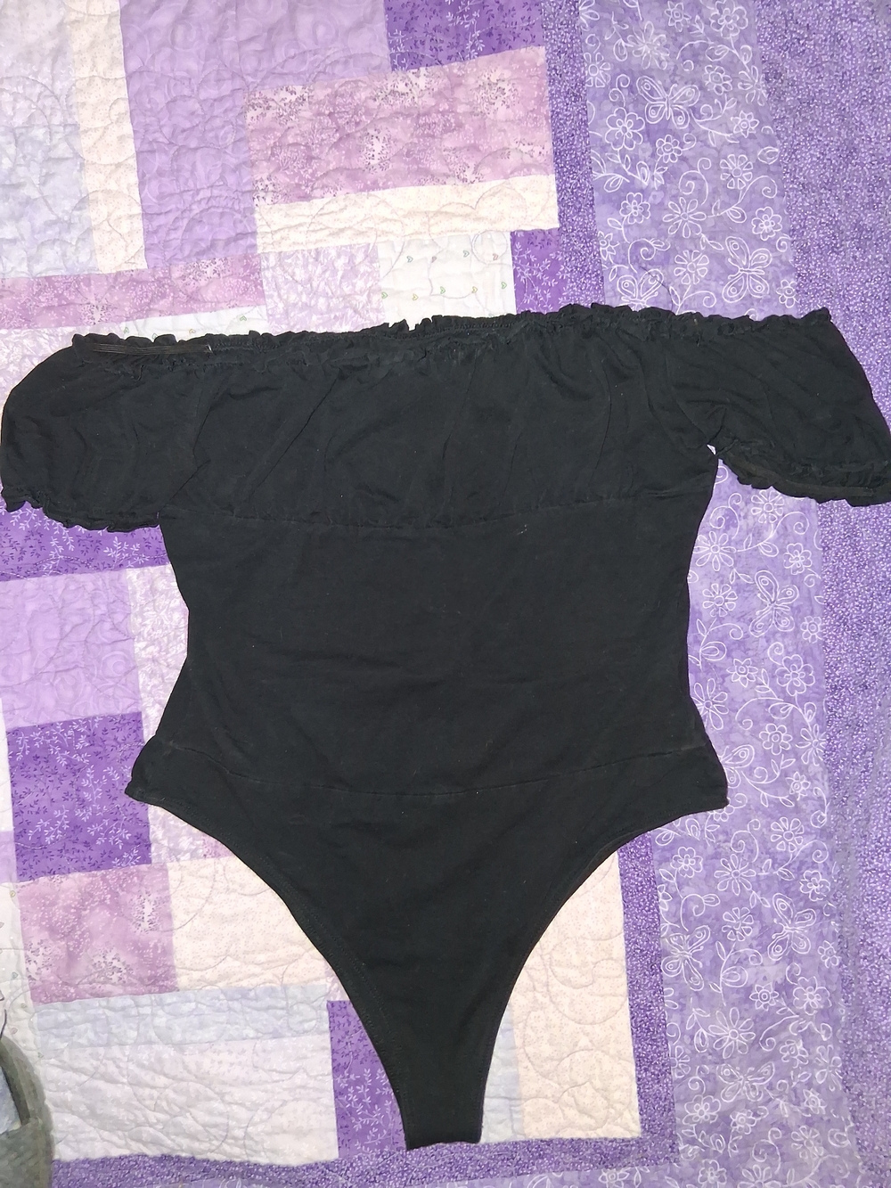 Source Unknown Black Off-Shoulder Women's Bodysuit